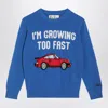 Mc2 Saint Barth Blue Wool-blend Sweater With Car In Blue