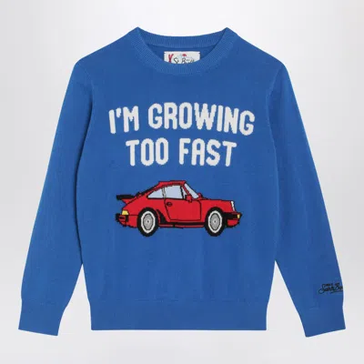 MC2 SAINT BARTH BLUE WOOL-BLEND SWEATER WITH CAR