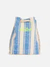 Mc2 Saint Barth Boat Canvas Backpack With White And Light Blue Stripes In Sky