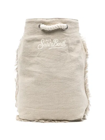 Mc2 Saint Barth Boat Fringed Logo-embroidered Backpack In Neutral