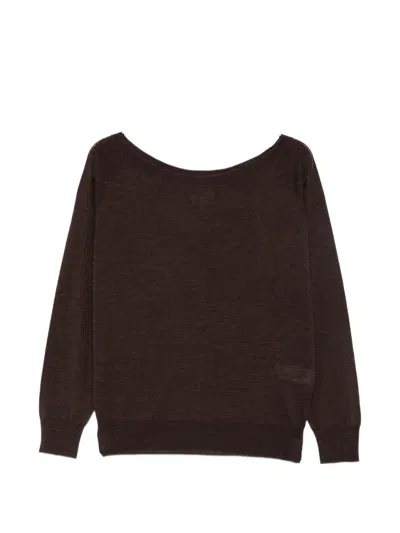 Mc2 Saint Barth Boat-neck Raglan-sleeve T-shirt In Brown