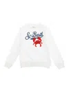 Mc2 Saint Barth Bobby White Crewneck Sweatshirt With Maxi Logo Print On The Front And Logo Patch On The Rear In Cott In White
