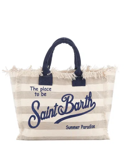 Mc2 Saint Barth Vanity Canvas Beach Bag In Beige