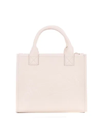 Mc2 Saint Barth Hammered Leather Shopping Bag In White