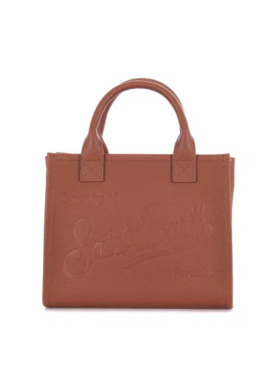 Mc2 Saint Barth Hammered Leather Shopping Bag In Brown