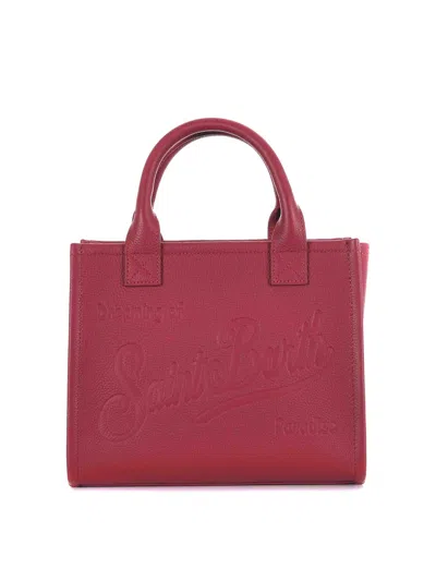Mc2 Saint Barth Hammered Leather Shopping Bag In Red