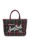 Mc2 Saint Barth Bordeaux And Green Check Bag Saint Barth In Red