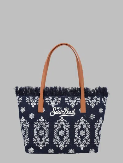 Mc2 Saint Barth Borsa "city" Medium Con Frange In Blue
