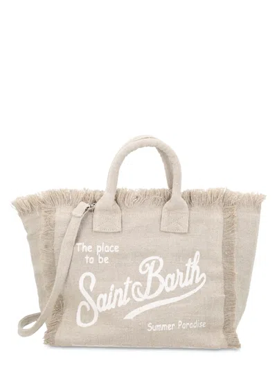Mc2 Saint Barth Borsa Colette In Lino In Neutral