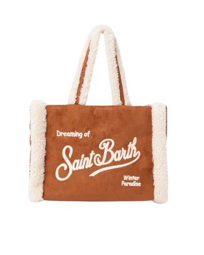 Mc2 Saint Barth Borsa Colette Shearling Cammello In Brown