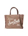 Mc2 Saint Barth Check-pattern Vanity Mini Wool Tote Bag In Brown