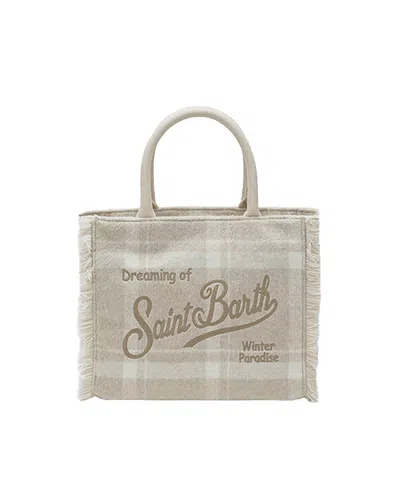 Mc2 Saint Barth Borsa Colette Wool Tartan Beige In Neutral