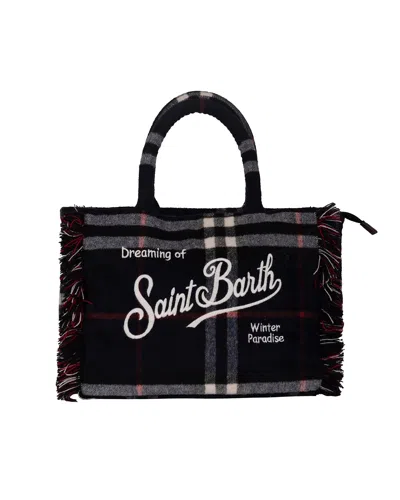 Mc2 Saint Barth Borsa Colette Wool Tartan Nera In Neutral