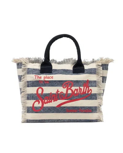 Mc2 Saint Barth Borsa Vanity Con Stampa A Righe Blu Navy