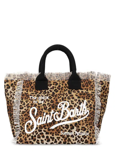 Mc2 Saint Barth Borsa "vanity" Medium In Canvas In Animal Print