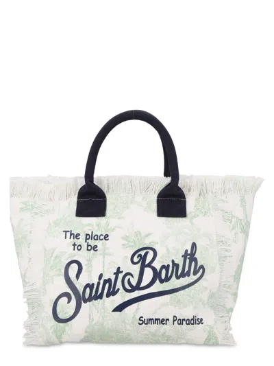 Mc2 Saint Barth Borsa "vanity" Medium In Canvas In White