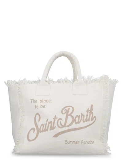 Mc2 Saint Barth Borsa "vanity" Medium In Canvas In White