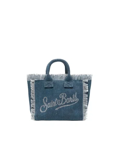 Mc2 Saint Barth Borsa Vanity Mini Indigo Strass In Blue