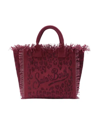 Mc2 Saint Barth Borsa Vanity Strass Leopard In Red