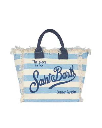 Mc2 Saint Barth Borsa Vanity Stripes Pop Azzurra In Blue