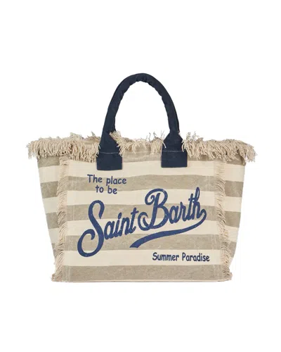 Mc2 Saint Barth Borsa Vanity Stripes Pop Beige In Blue