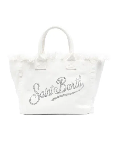 Mc2 Saint Barth Vanity Frayed-trim Tote Bag In White