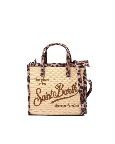 Mc2 Saint Barth Borsa Vivian Mini Straw Leopard In Neutral