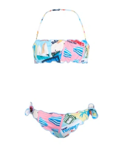 Mc2 Saint Barth Bow Bikini Suit In Multicolor