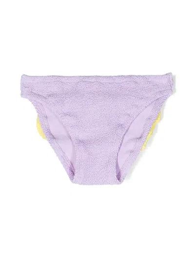 Mc2 Saint Barth Kids' Bow-detail Crinkled Bikini Bottom In Purple