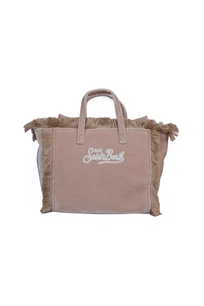 Mc2 Saint Barth Bow Detail Fringed Tote In Velvet Bow 12 Emb