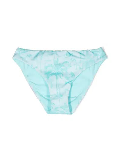 Mc2 Saint Barth Kids' Bow-detail Illustration-print Bikini Bottom In Blue