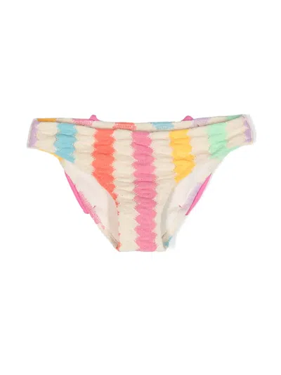 Mc2 Saint Barth Kids' Bow-detail Interwoven Bikini Bottom In Neutrals