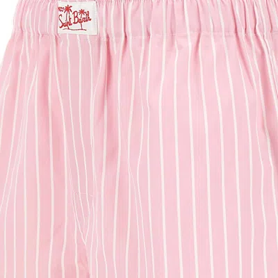 Mc2 Saint Barth Boxy Cotton Shorts In Pink/white