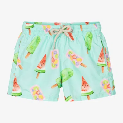 Mc2 Saint Barth Babies'  Boys Aqua Green Ice Lolly Swim Shorts In Gray