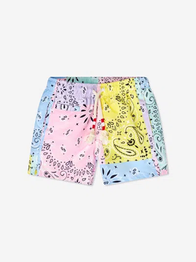 Mc2 Saint Barth Kids' Boys Bandana Colourblock Swim Shorts In Multi