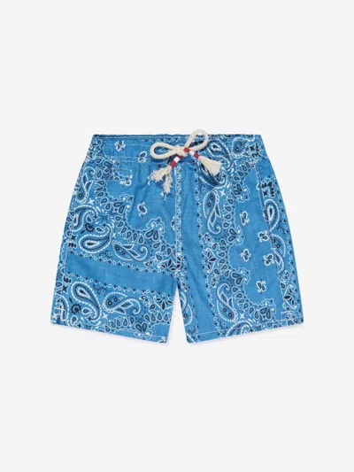Mc2 Saint Barth Kids' Boys Bandana Print Swim Shorts In Blue