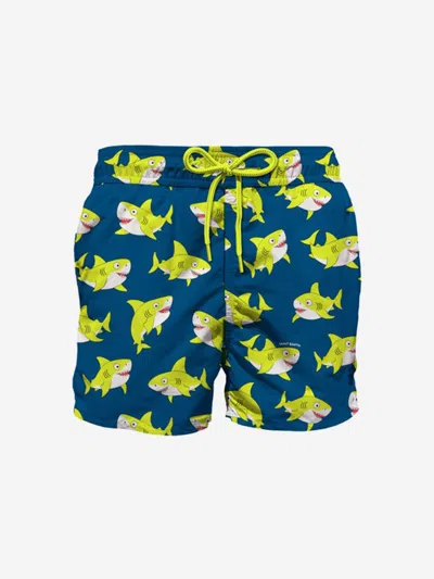 Mc2 Saint Barth Kids' Boys Cool Shark Swim Shorts In Blue