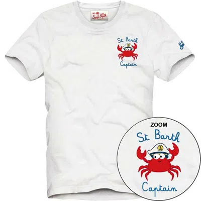 Mc2 Saint Barth Boys Crab Captain T-shirt In White