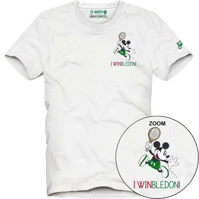 Mc2 Saint Barth Boys Mickey Win T-shirt In White