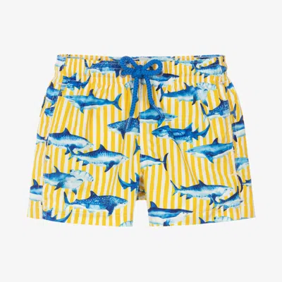 Mc2 Saint Barth Kids'  Boys Yellow Stripe Shark Swim Shorts