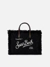 Mc2 Saint Barth Braid Tricot Black Colette Handbag With Fringes In Black