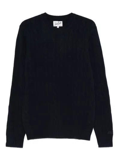Mc2 Saint Barth Braid Wool Sweater In Blue