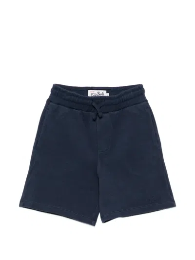 Mc2 Saint Barth Kids' Brayden Jr Drawstring Piqué Shorts In Blue