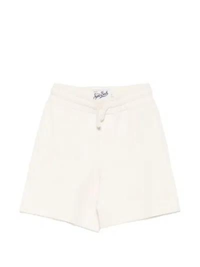 Mc2 Saint Barth Kids' Brayden Jr Drawstring-waist Logo-patch Shorts In White