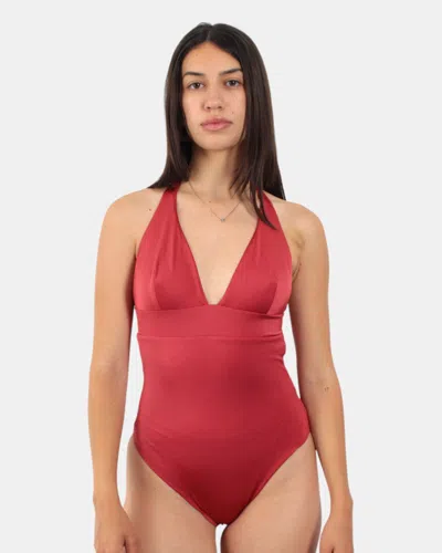 Mc2 Saint Barth Breasted Halter One Piece Swimsuit - Shiny 47 Brick Red