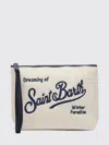 Mc2 Saint Barth White And Blue Velvet Clutch With Logo In Neutral