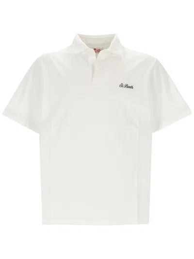 Mc2 Saint Barth Brighton Logo Embroidered Polo Shirt In White