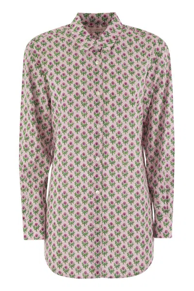 Mc2 Saint Barth Brigitte - Shirt With Flower Pattern In Pink