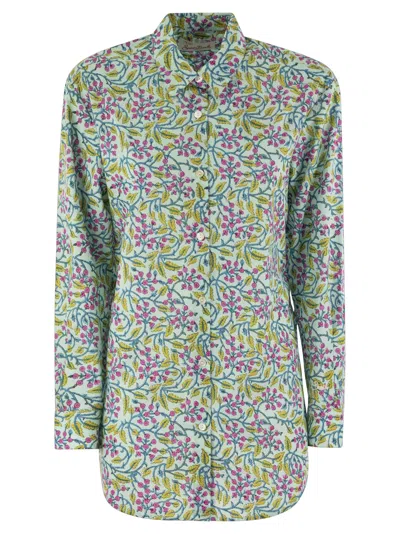 Mc2 Saint Barth Brigitte - Shirt With Flower Pattern In Water Green