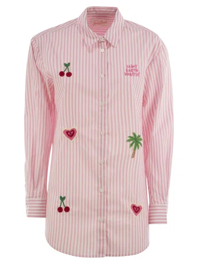 Mc2 Saint Barth Brigitte - Shirt With Striped Pattern In Pink